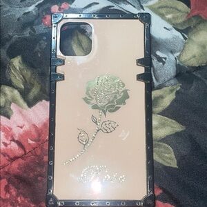 Apple Rose Design Phone Case - Black and Gold